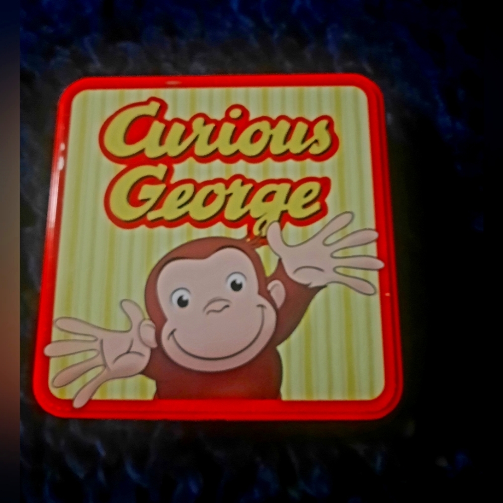 Vandor 53592 Curious George Large Square tin Tote, Curious George tin Lunch Box